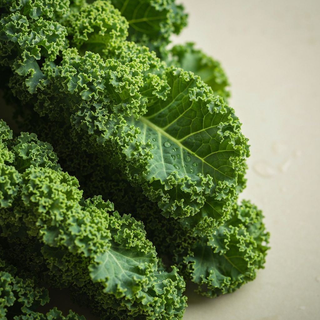 Detaillierte Aufnahme von Grünkohlblättern